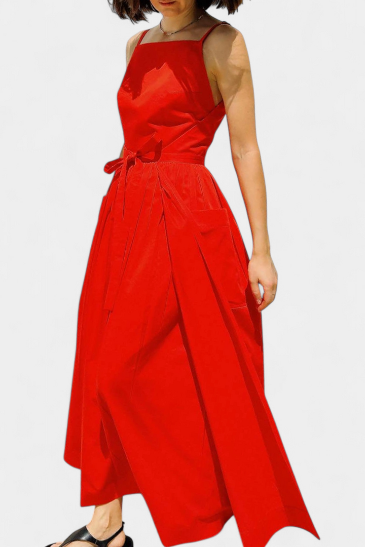 Dezi Vestido Largo Sin Tirantes con Cordones Laterales Ajustables