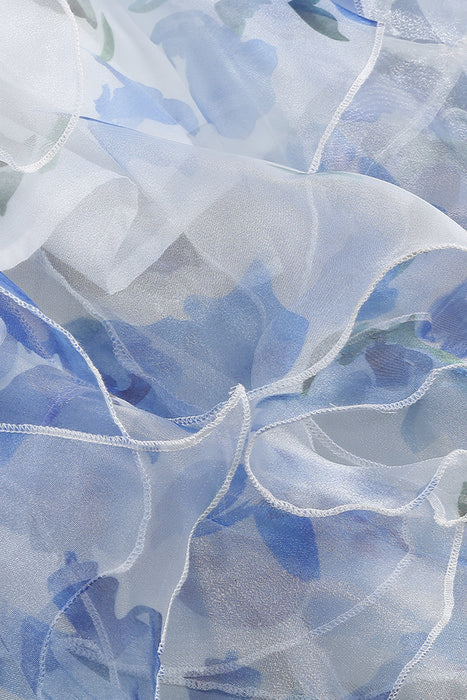 Bonnie Vestido Maxi con Volantes Florales y Corte Lateral