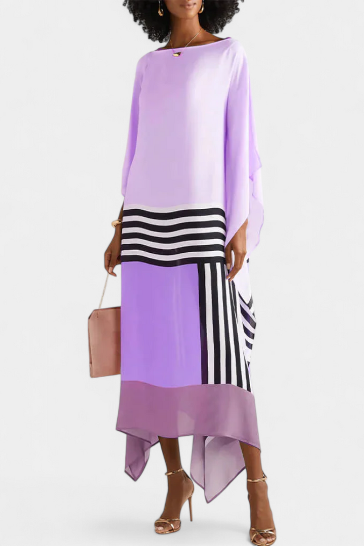 Elenora Caftán Geométrico de Corte Amplio con Tejido Butterfly Mesh