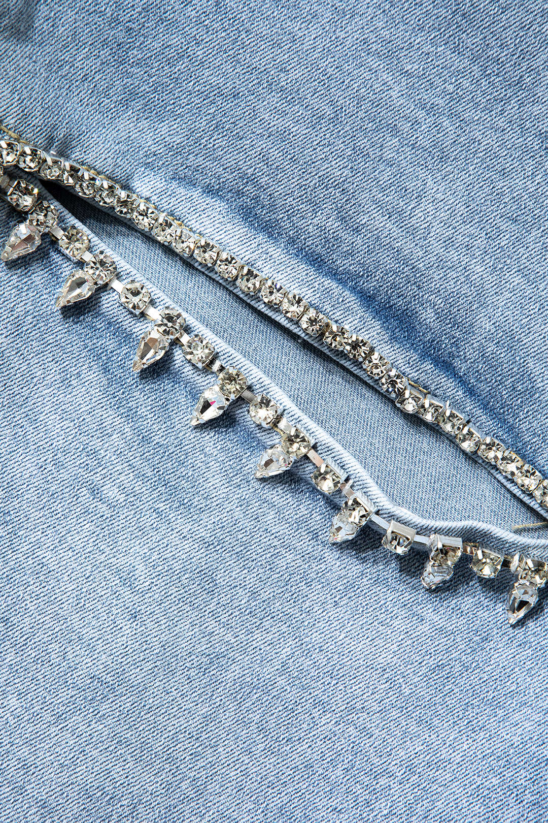 Jeans Evian Rotos de Pierna Recta con Rhinestones