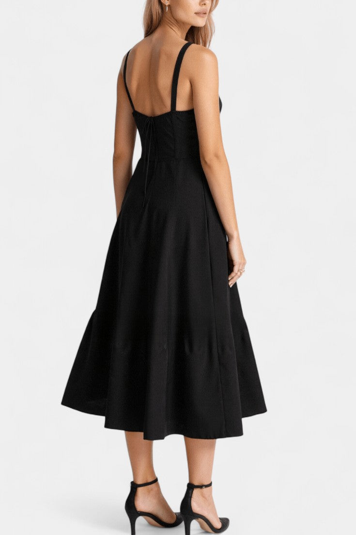 Flora Vestido Midi A-Line con Corsé