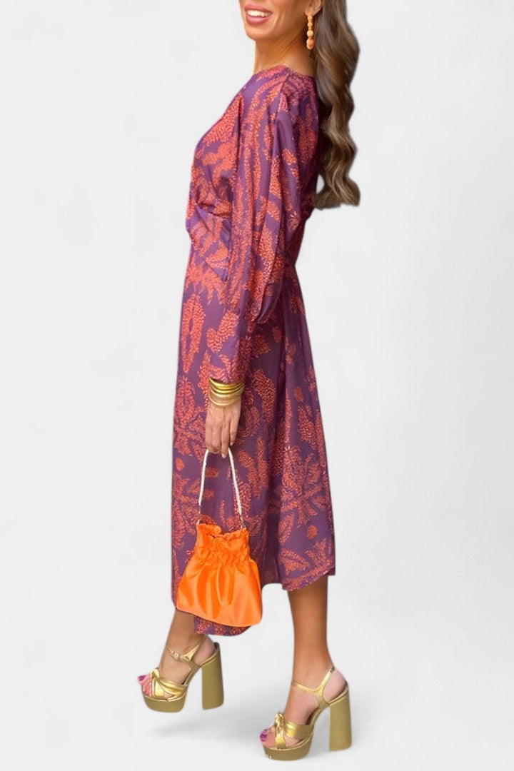 Elara Vestido Maxi con Escote en V y Nudo Frontal