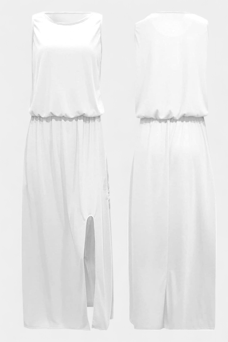 Dianne Vestido Sin Mangas con Abertura Lateral y Silueta Holgada