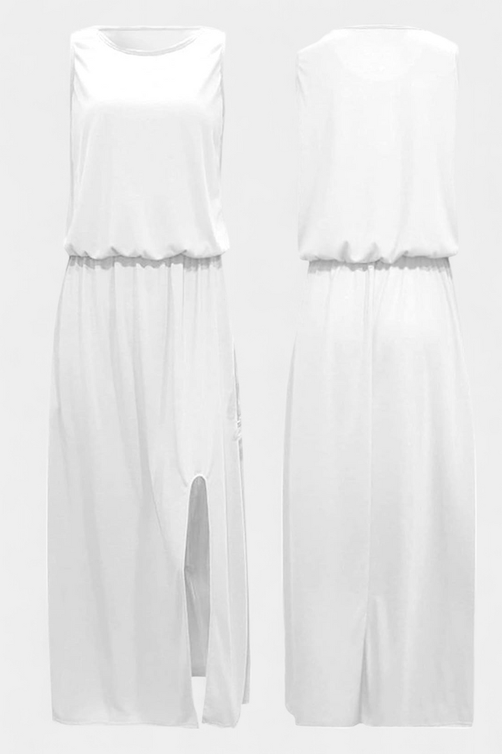 Dianne Vestido Sin Mangas con Abertura Lateral y Silueta Holgada