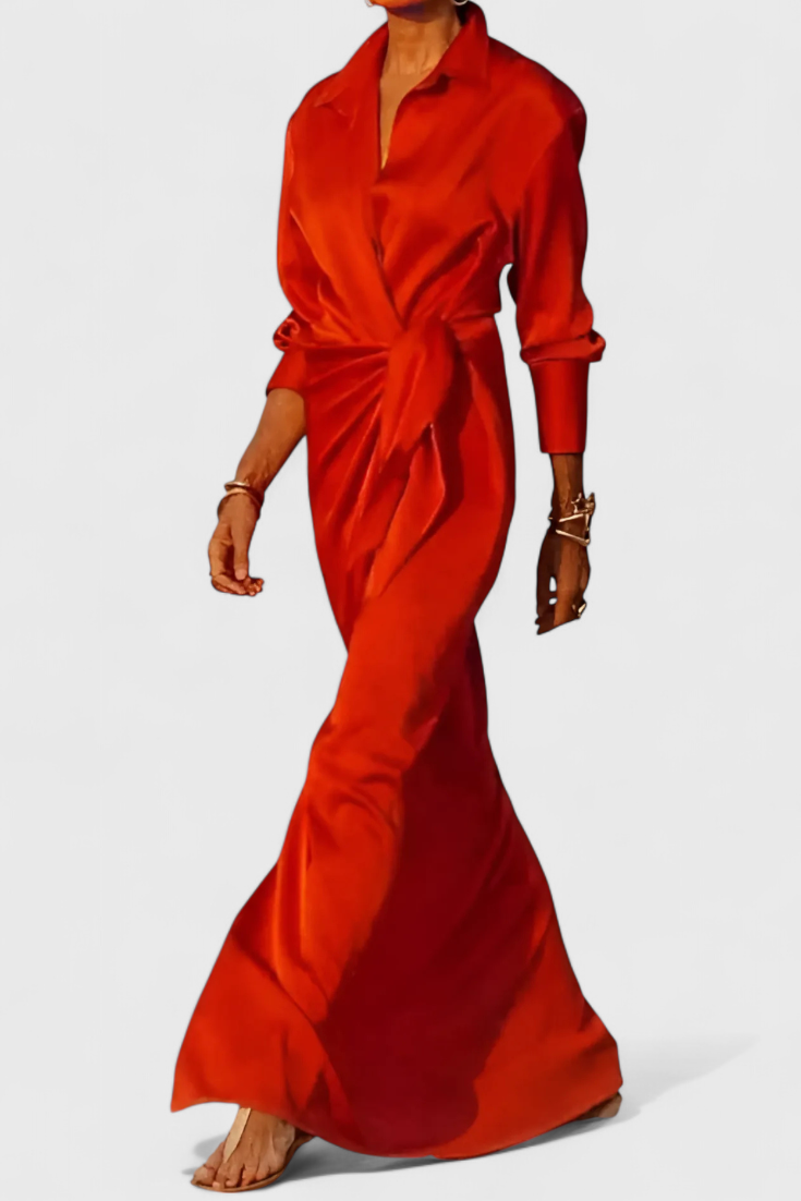 Marbella Vestido Largo de Fiesta con Lazo