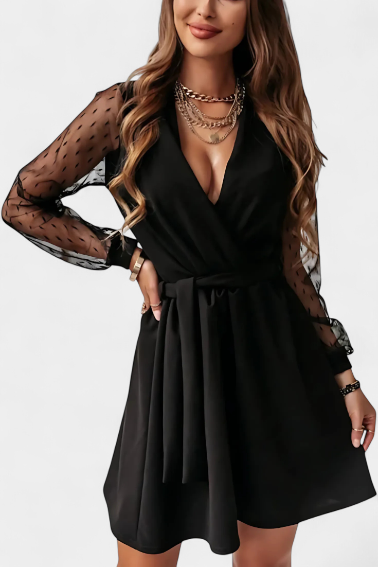 Calandra Vestido Mini Elegante con Escote Sofisticado y Silueta Favorecedora