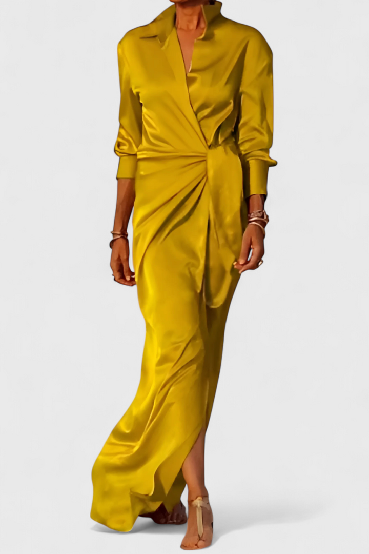 Marbella Vestido Largo de Fiesta con Lazo