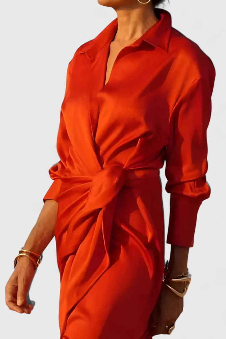 Marbella Vestido Largo de Fiesta con Lazo