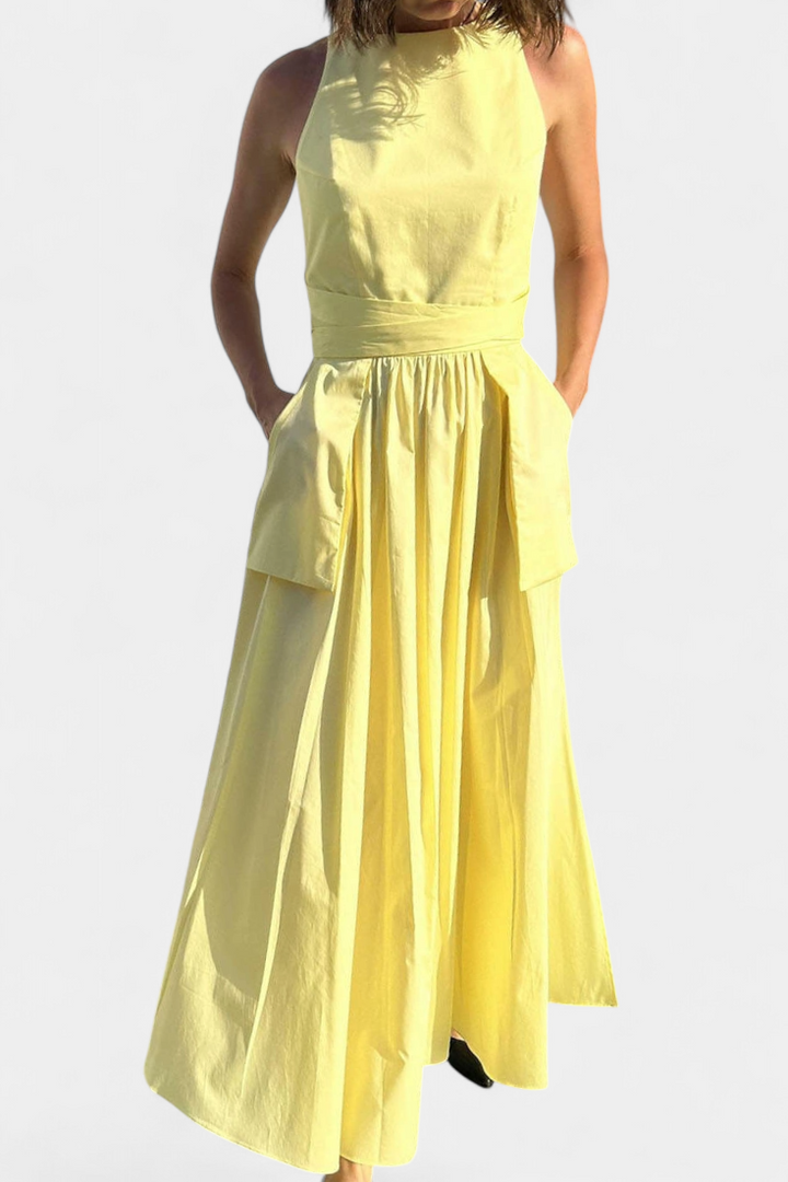 Dezi Vestido Largo Sin Tirantes con Cordones Laterales Ajustables