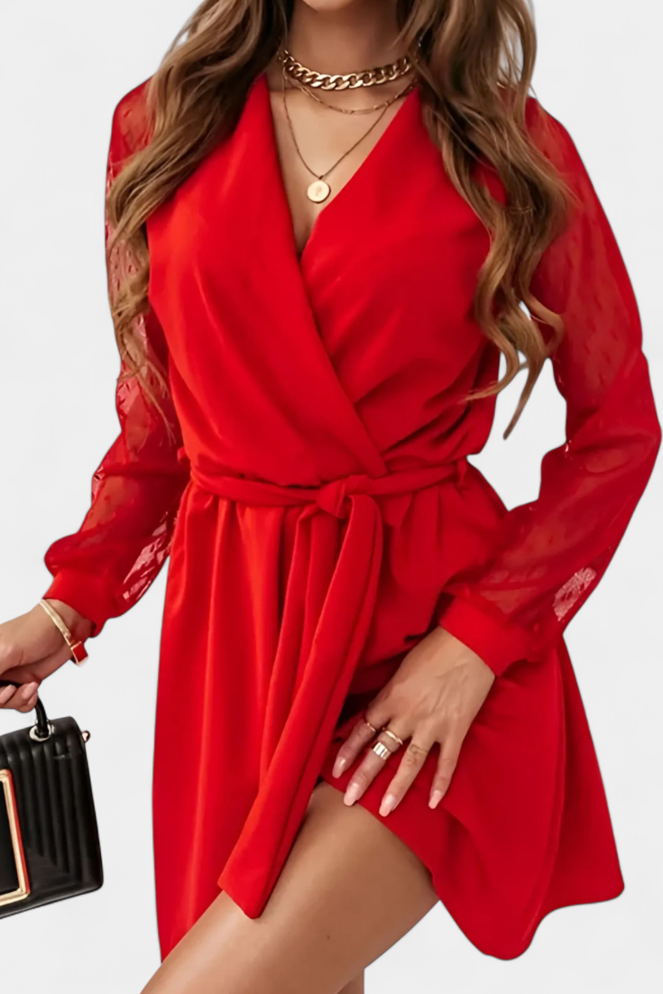 Calandra Vestido Mini Elegante con Escote Sofisticado y Silueta Favorecedora