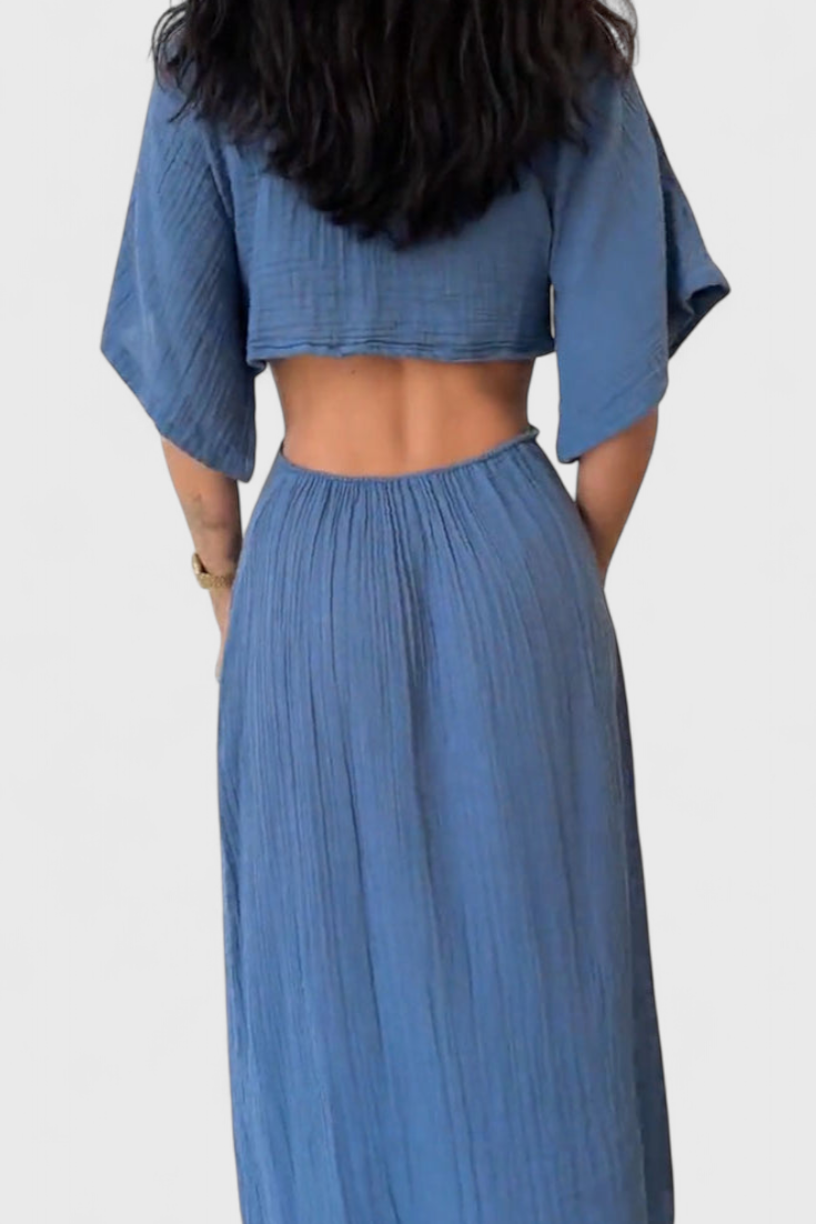 Myra Vestido Fluido con Lazo Frontal y Cut-Outs