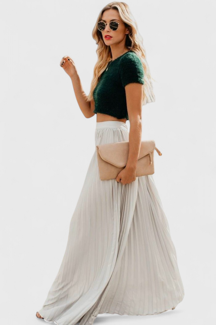 Mila Falda Larga Plisada de Talle Alto