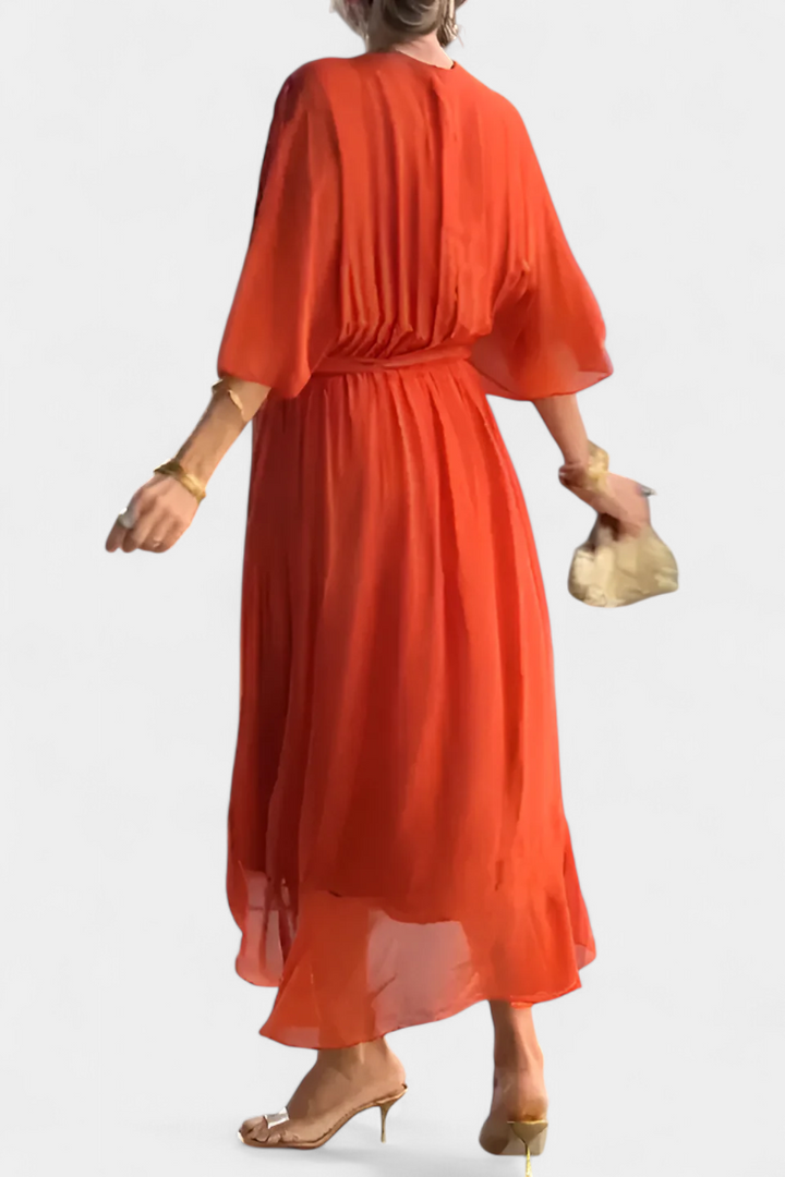 Luisa Vestido Largo con Escote en V y Corte Flowy