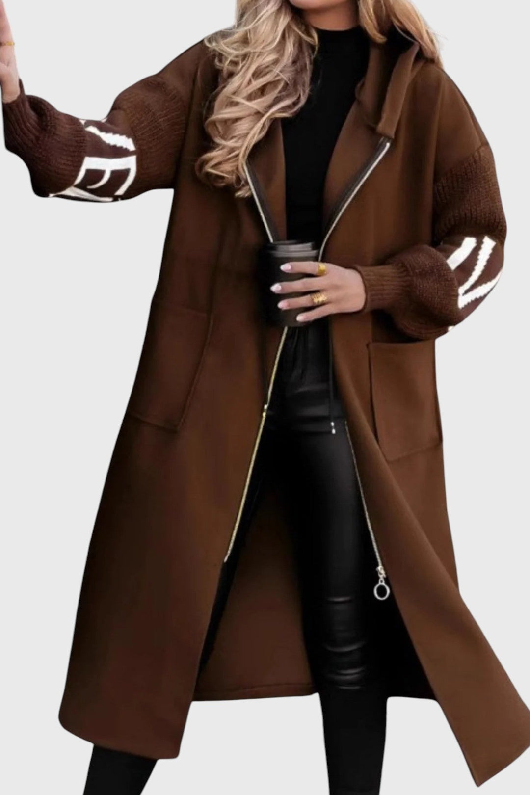 Pilar Chaqueta de mujer con mangas de punto y capucha