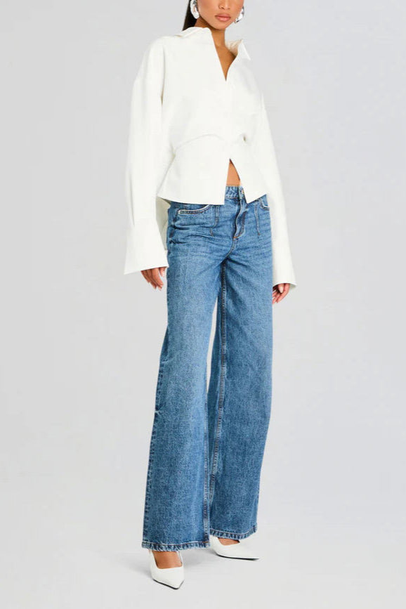 Grace Camisa de Botones Draped