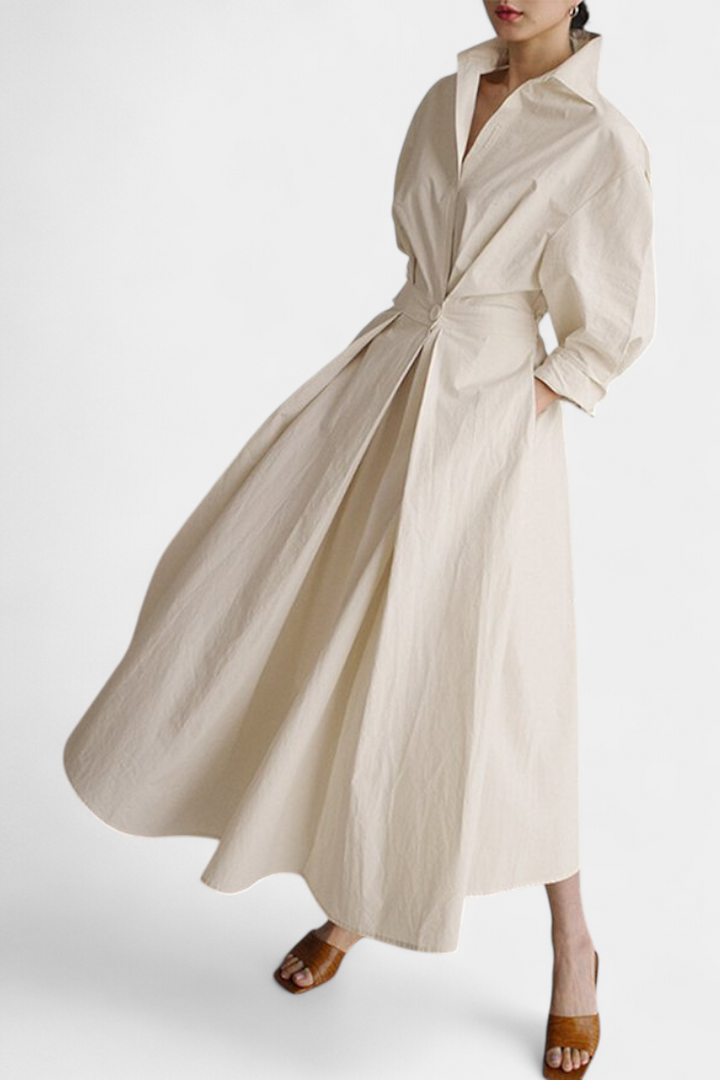 Miriam Vestido Maxi de Manga Larga Retro