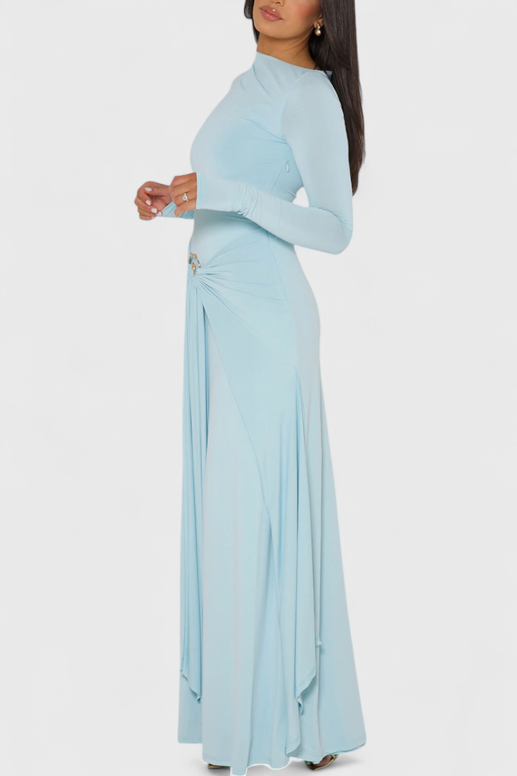 Fátima Vestido Ajustado Plisado con Detalles Metálicos