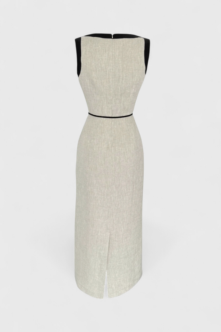 Samanta Vestido Sin Mangas con Contraste de Color