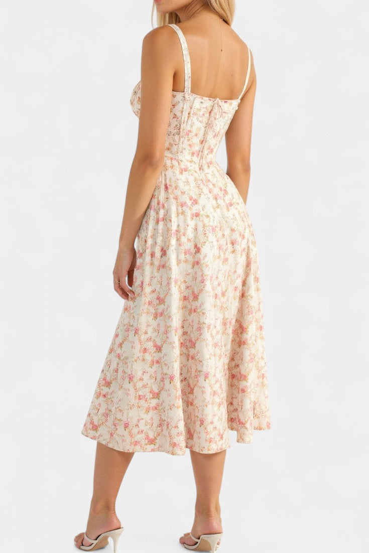 Flora Vestido Midi A-Line con Corsé