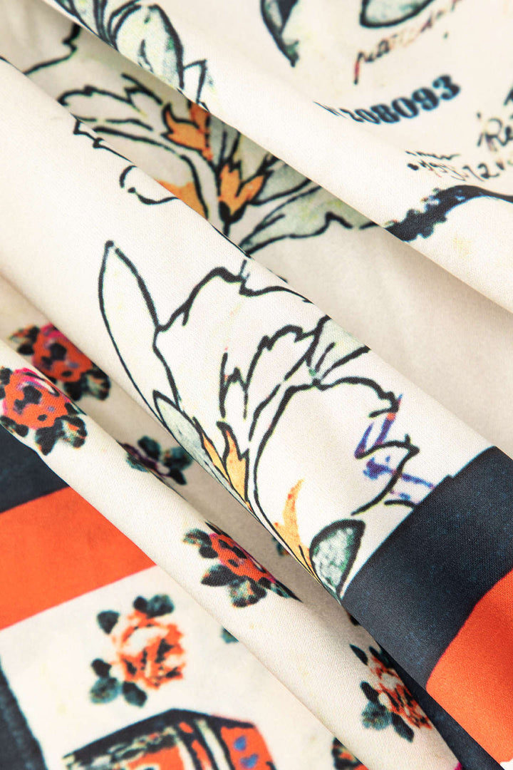 Arce Pantalones Rectos de Cintura Alta con Estampado Floral