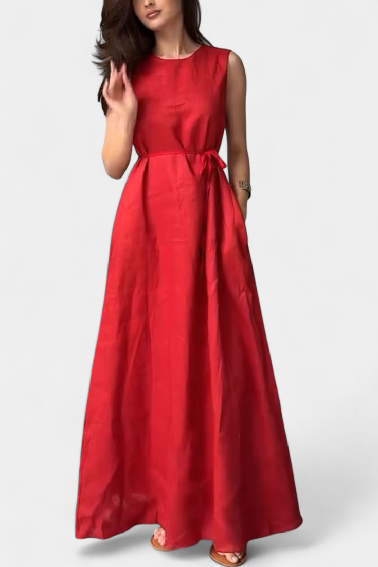 Rosetta Vestido Suave sin Mangas con Lazo Ajustable