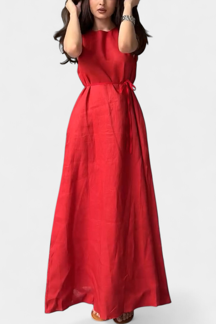 Rosetta Vestido Suave sin Mangas con Lazo Ajustable