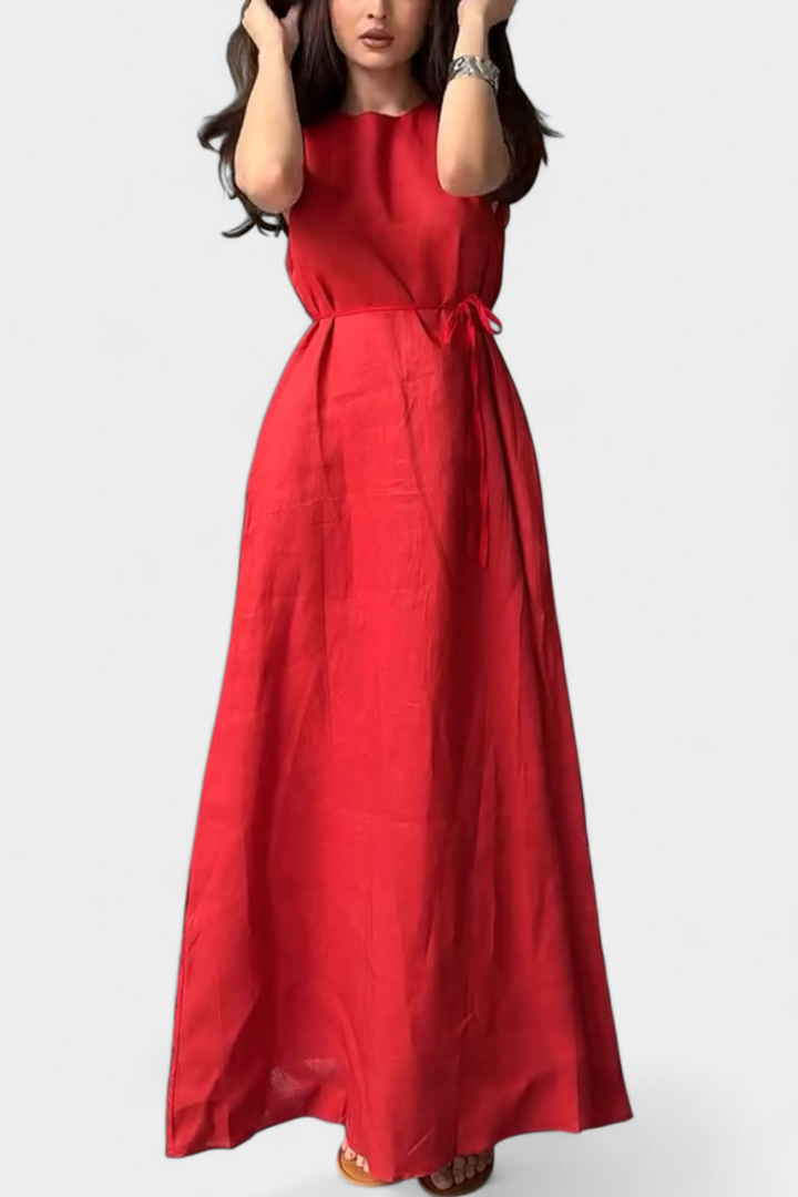 Rosetta Vestido Suave sin Mangas con Lazo Ajustable