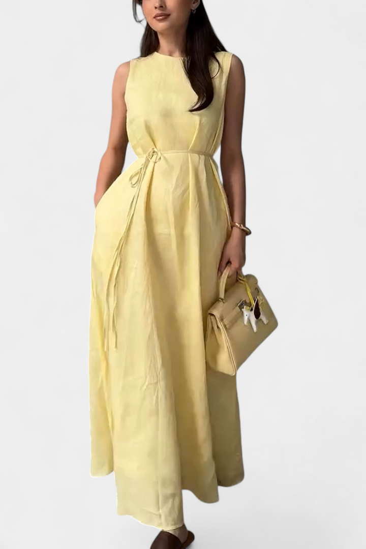 Rosetta Vestido Suave sin Mangas con Lazo Ajustable