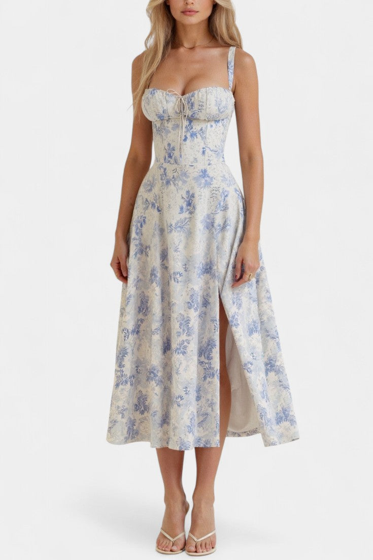 Flora Vestido Midi A-Line con Corsé