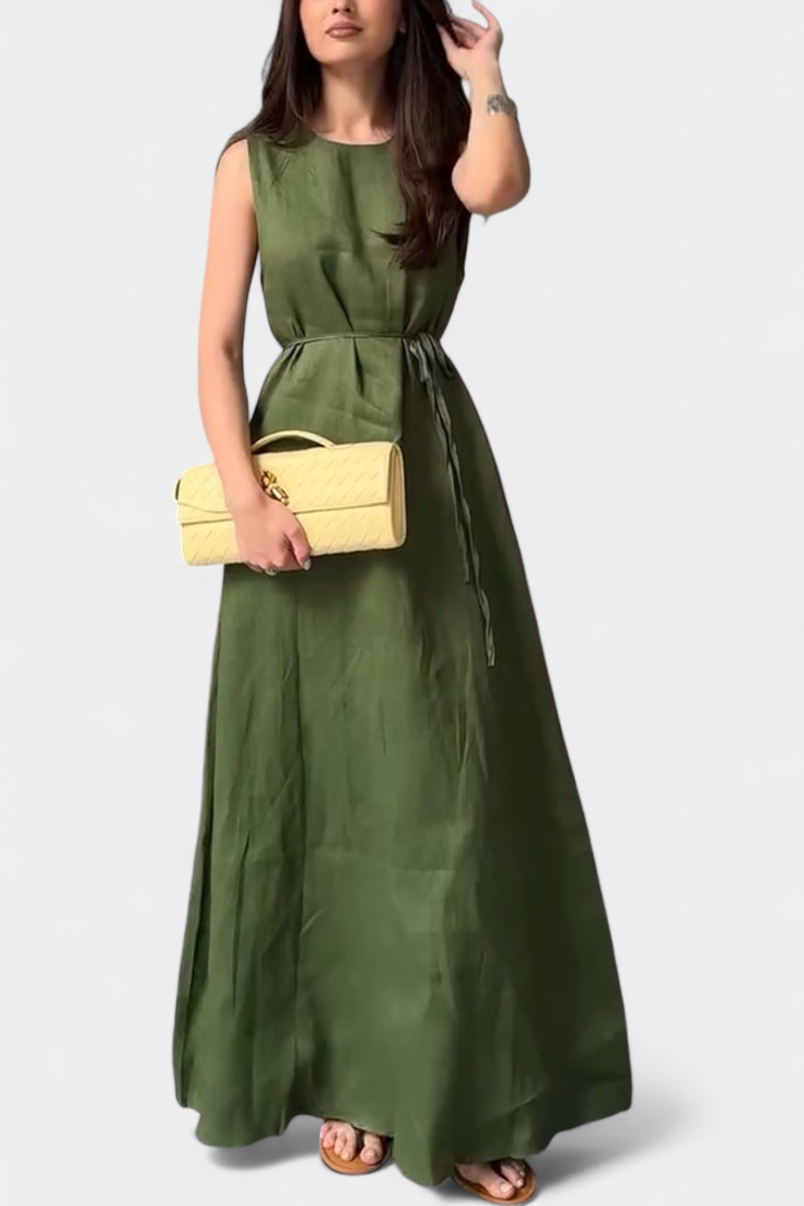 Rosetta Vestido Suave sin Mangas con Lazo Ajustable