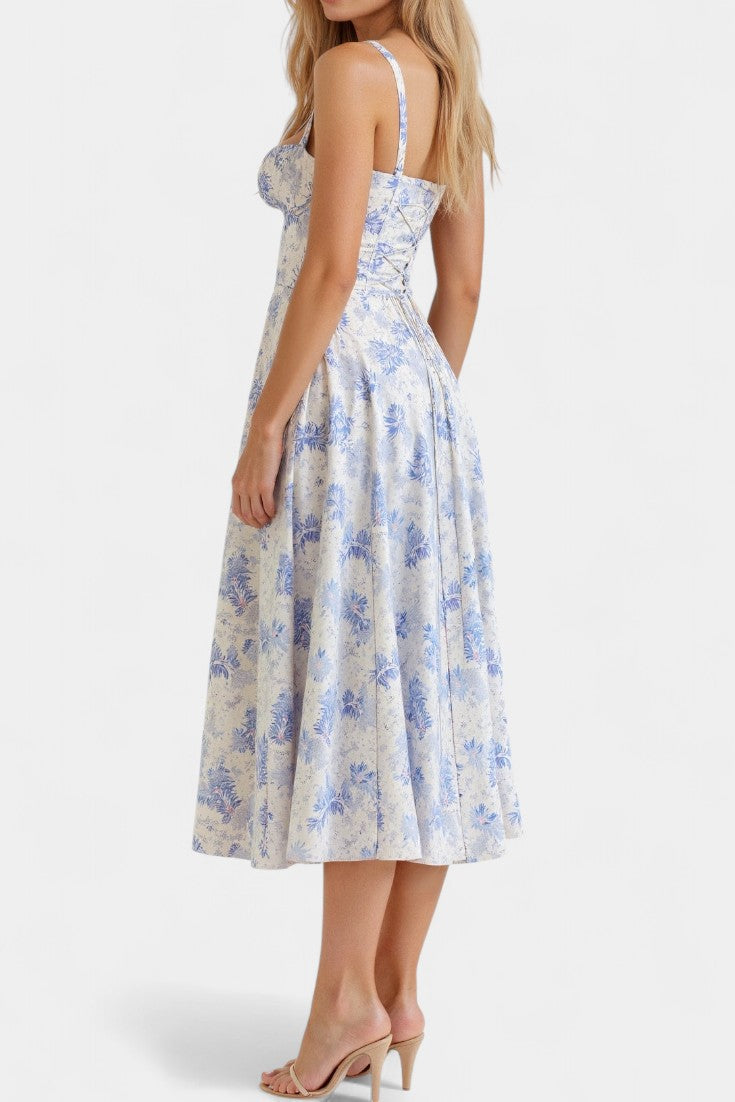 Flora Vestido Midi A-Line con Corsé