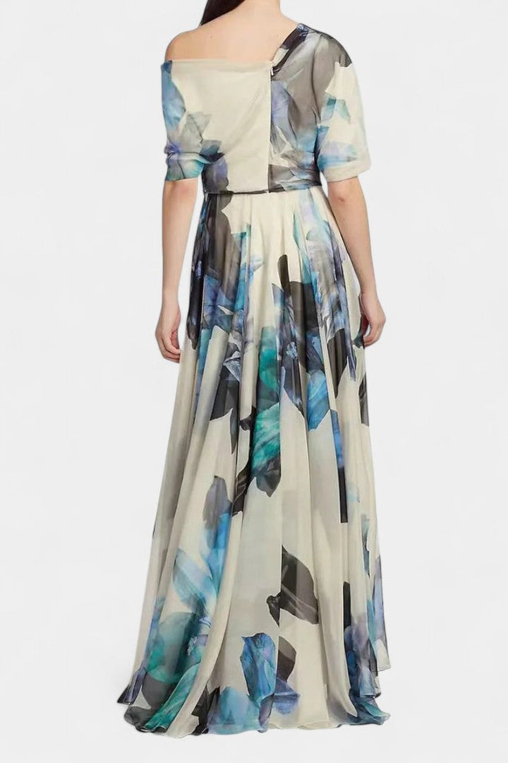Sanaa Vestido Asimétrico de Un Hombro con Estampado Floral Abstracto