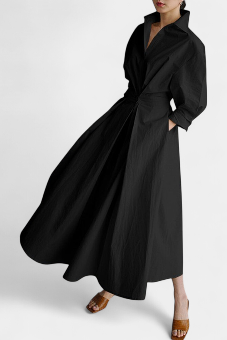 Miriam Vestido Maxi de Manga Larga Retro