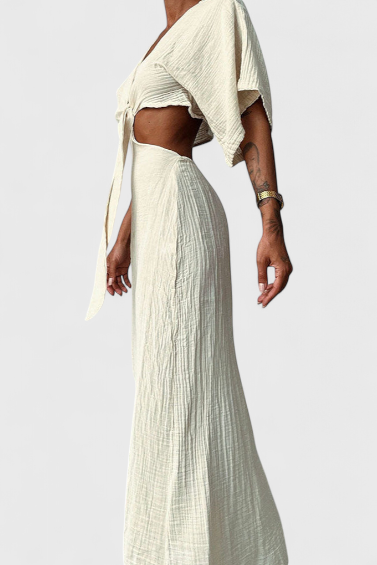 Myra Vestido Fluido con Lazo Frontal y Cut-Outs