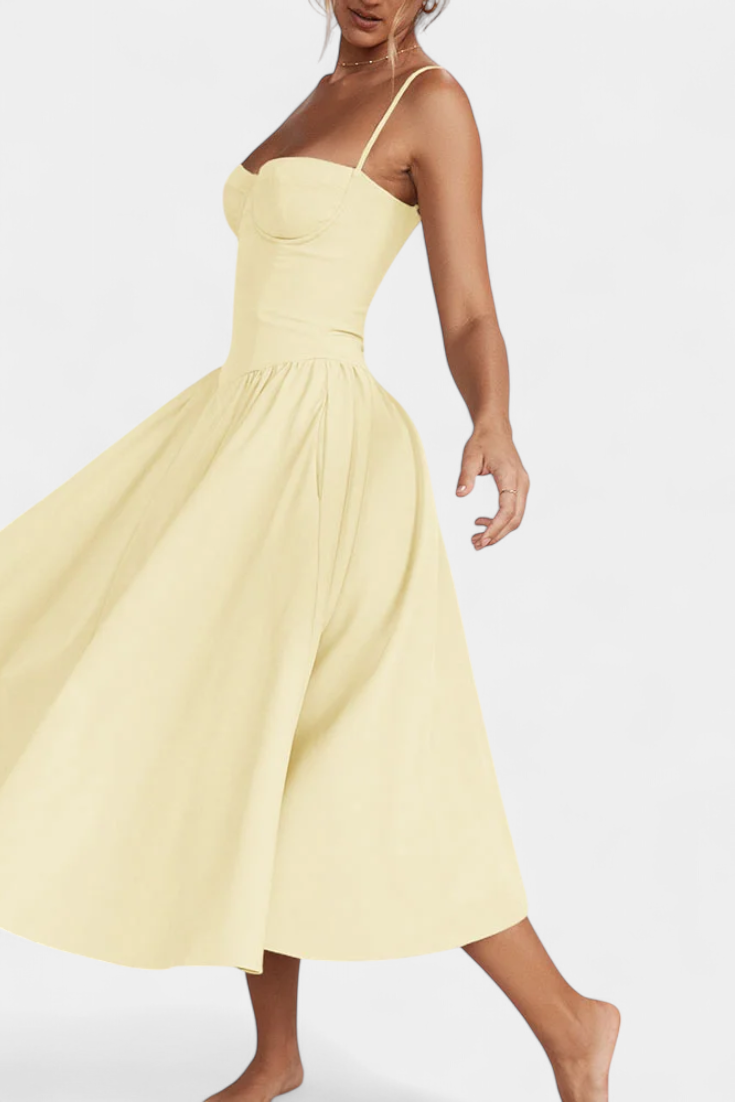 Felicity Vestido Midi Corsé Sin Mangas