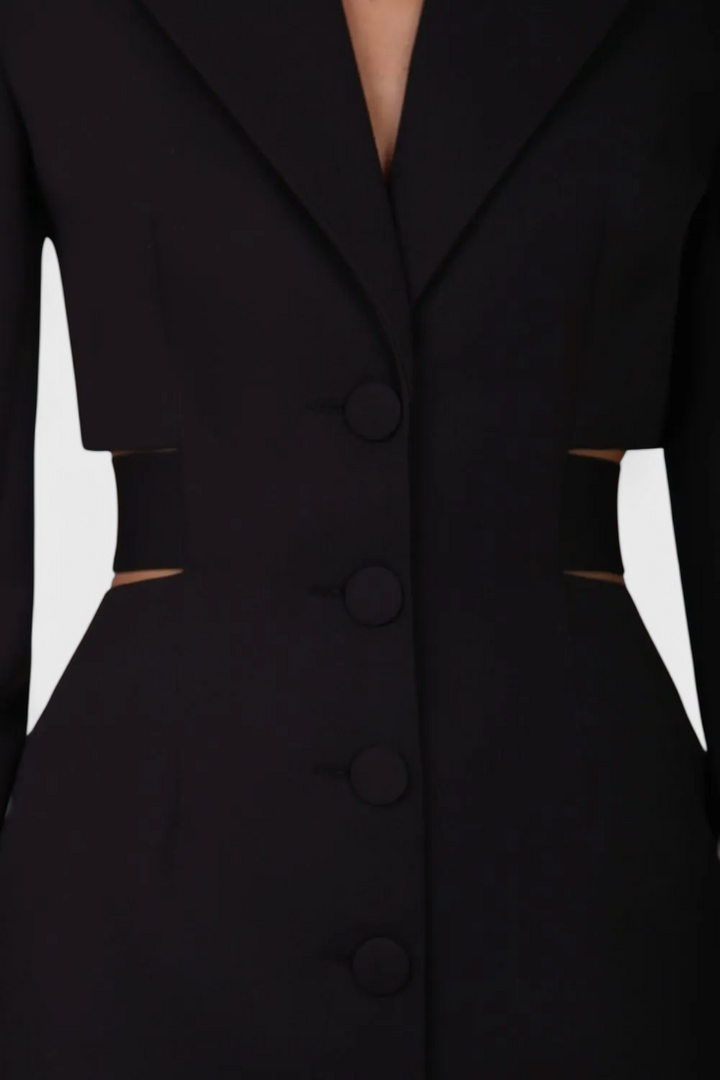 Bernice Vestido Blazer Midi con Corte y Espalda Descubierta