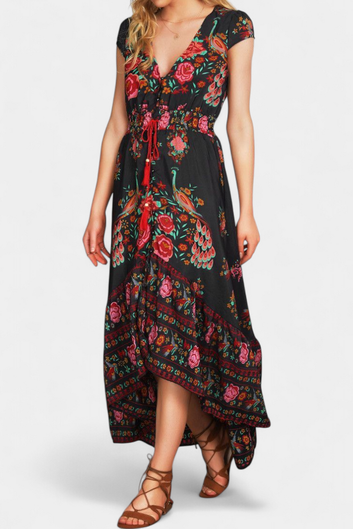 Chiara Vestido Floral Boho Chic con Cintura Ajustable