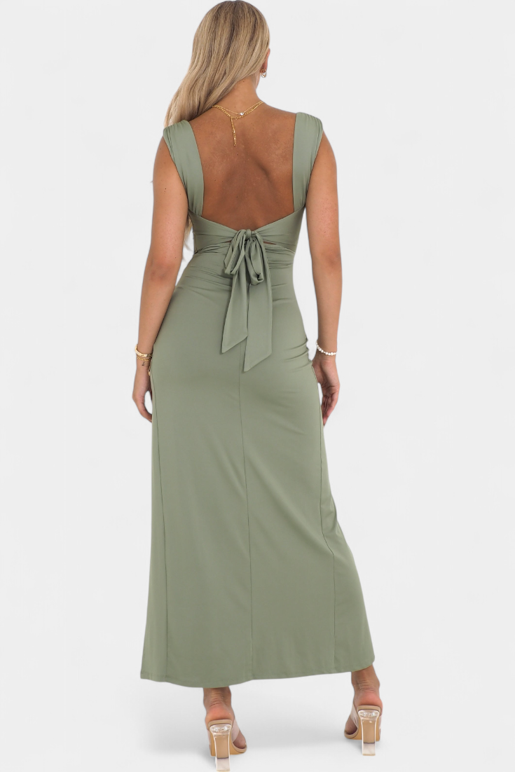 Viveka Vestido con Lazo en la Espalda y Comodidad Elástica