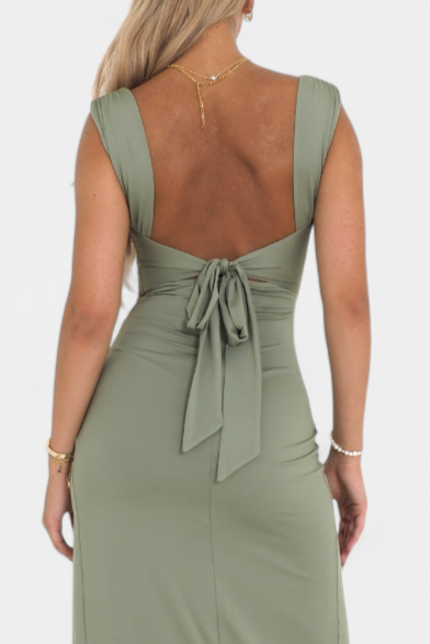 Viveka Vestido con Lazo en la Espalda y Comodidad Elástica