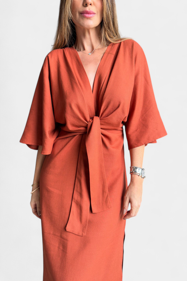 Ainhoa Vestido Casual con Nudo Frontal y Escote en V