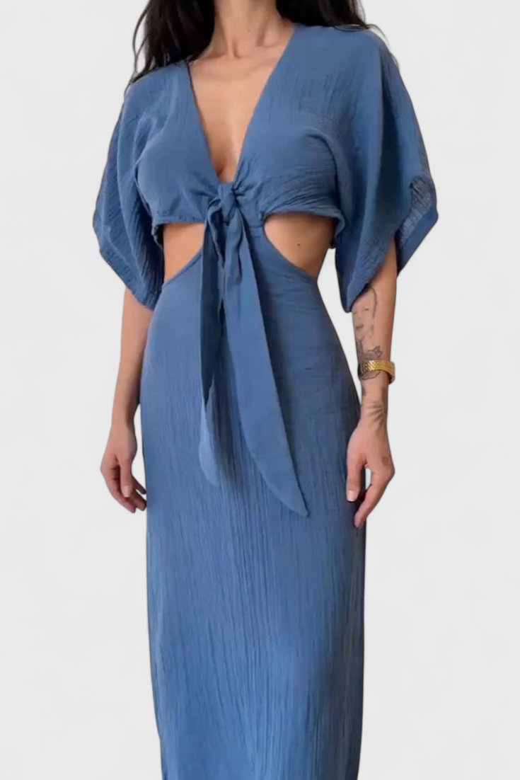 Myra Vestido Fluido con Lazo Frontal y Cut-Outs