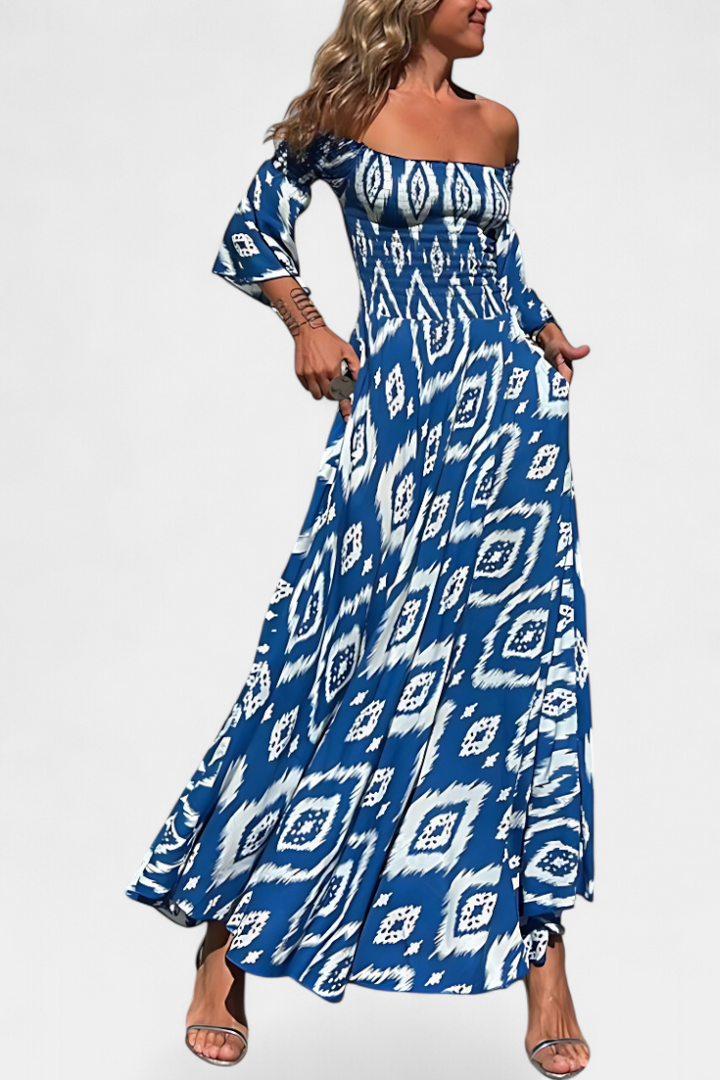 Mar Vestido Floral con Hombros Descubiertos