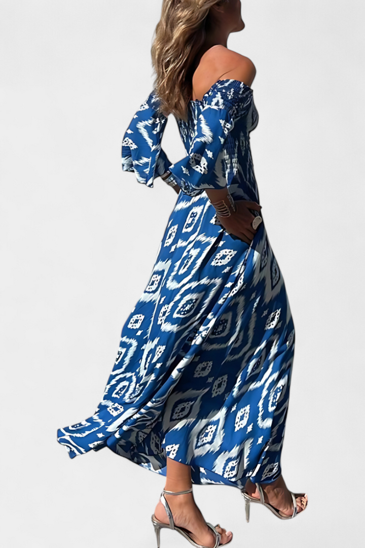 Mar Vestido Floral con Hombros Descubiertos