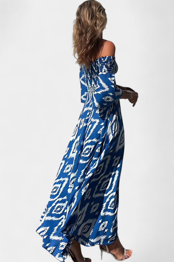 Mar Vestido Floral con Hombros Descubiertos