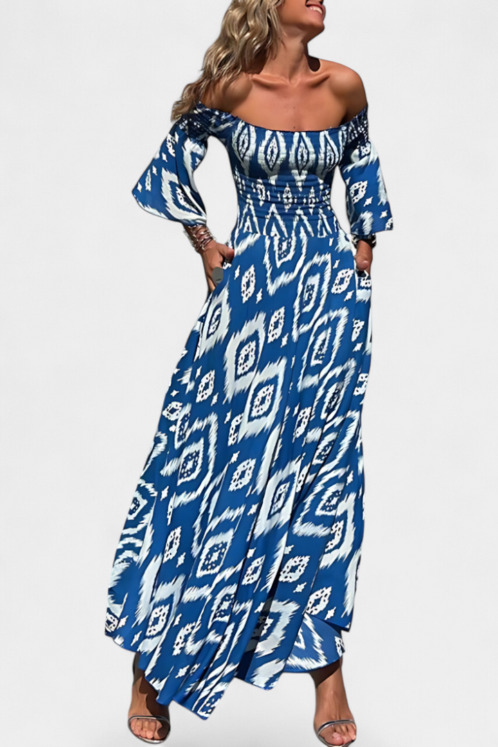 Mar Vestido Floral con Hombros Descubiertos