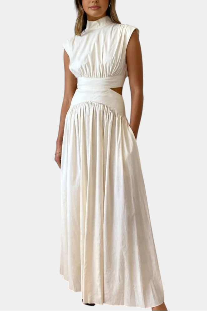 Jocelyn Conjunto Largo Minimalista con Escote Alto y Abertura Lateral