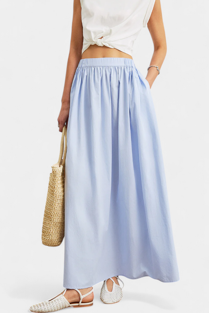 Yora Falda A-Line de Algodón con Cintura Elástica y Bolsillos