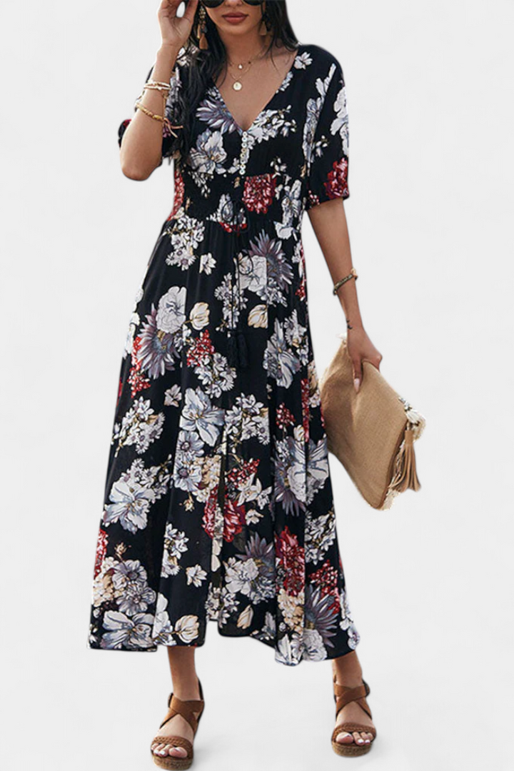 Benoja Vestido de Verano con Estampado Floral y Silueta Definida