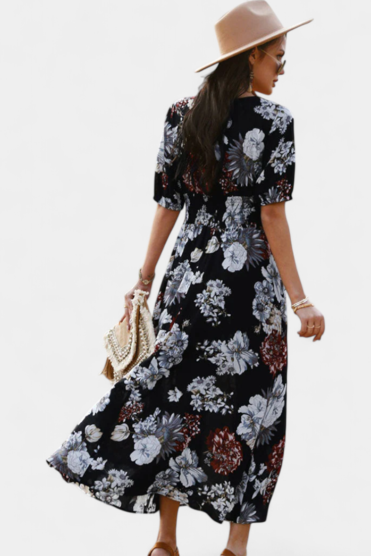 Benoja Vestido de Verano con Estampado Floral y Silueta Definida