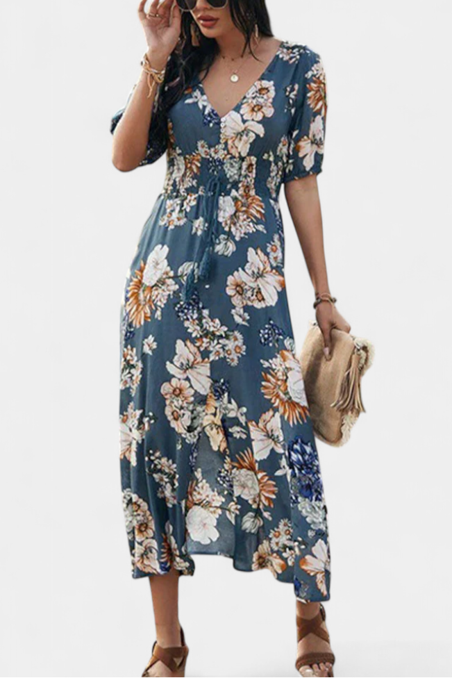 Benoja Vestido de Verano con Estampado Floral y Silueta Definida